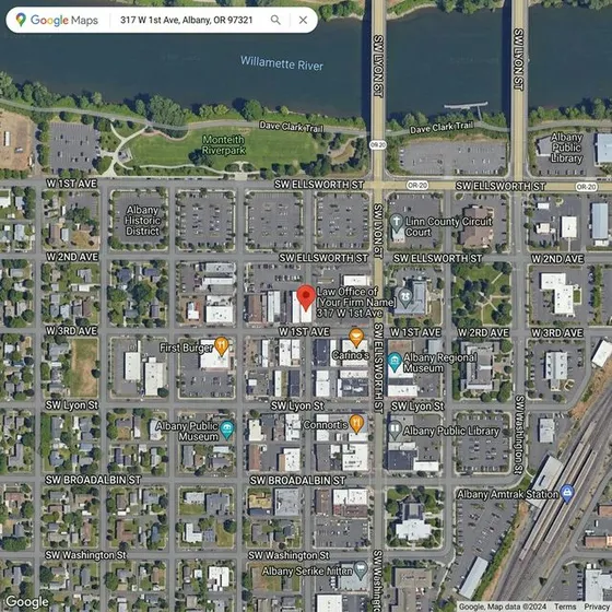 Map showing Law Office of Ivers & Miller at 317 W 1st Ave #302, Albany, OR 97321